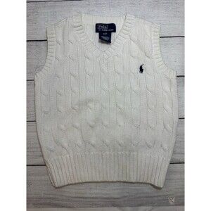 Ralph Lauren Polo Vest Boys  Cable Knit V Neck Casual Sleeveless Size 2T
